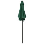 vidaXL Umbrelă de soare cu lumini LED, verde, 200x211 cm, aluminiu