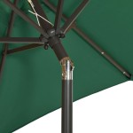 vidaXL Umbrelă de soare cu lumini LED, verde, 200x211 cm, aluminiu