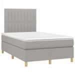 vidaXL Pat cu arcuri, saltea și LED, gri deschis, 120x200 cm, textil