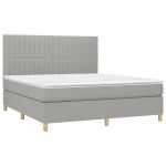 vidaXL Pat cu arcuri, saltea și LED, gri deschis, 180x200 cm, textil