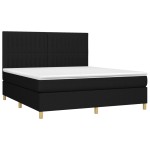 vidaXL Pat cu arcuri, saltea și LED, negru, 180x200 cm, textil vidaXL Pat cu arcuri, saltea și LED, negru, 180x200 cm, textil