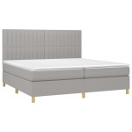 vidaXL Pat cu arcuri, saltea și LED, gri deschis, 200x200 cm, textil
