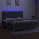 vidaXL Pat cu arcuri, saltea și LED, gri închis, 200x200 cm, textil