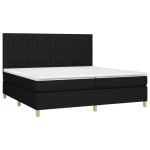 vidaXL Pat cu arcuri, saltea și LED, negru, 200x200 cm, textil
