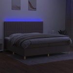 vidaXL Pat cu arcuri, saltea și LED, gri taupe, 200x200 cm, textil