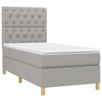 vidaXL Pat cu arcuri, saltea și LED, gri deschis, 80x200 cm, textil