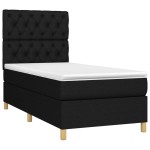 vidaXL Pat cu arcuri, saltea și LED, negru, 80x200 cm, textil