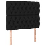 vidaXL Pat cu arcuri, saltea și LED, negru, 90x190 cm, textil