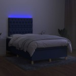 vidaXL Pat cu arcuri, saltea și LED, negru, 120x200 cm, textil