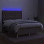 vidaXL Pat cu arcuri, saltea și LED, gri taupe, 140x190 cm, textil vidaXL Pat cu arcuri, saltea și LED, gri taupe, 140x190 cm, textil