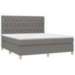 vidaXL Pat cu arcuri, saltea și LED, gri închis, 160x200 cm, textil vidaXL Pat cu arcuri, saltea și LED, gri închis, 160x200 cm, textil