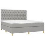 vidaXL Pat cu arcuri, saltea și LED, gri deschis, 180x200 cm, textil