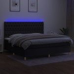 vidaXL Pat cu arcuri, saltea și LED, negru, 200x200 cm, textil