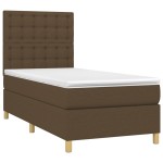 vidaXL Pat cu arcuri, saltea și LED, maro închis, 80x200 cm, textil