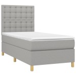 vidaXL Pat cu arcuri, saltea și LED, gri deschis, 100x200 cm, textil vidaXL Pat cu arcuri, saltea și LED, gri deschis, 100x200 cm, textil