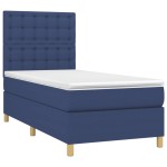 vidaXL Pat cu arcuri, saltea și LED, albastru, 120x200 cm, textil vidaXL Pat cu arcuri, saltea și LED, albastru, 120x200 cm, textil
