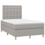 vidaXL Pat cu arcuri, saltea și LED, gri deschis, 120x200 cm, textil