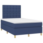 vidaXL Pat cu arcuri, saltea și LED, albastru, 120x200 cm, textil vidaXL Pat cu arcuri, saltea și LED, albastru, 120x200 cm, textil