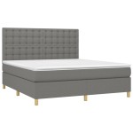 vidaXL Pat cu arcuri, saltea și LED, gri închis, 160x200 cm, textil vidaXL Pat cu arcuri, saltea și LED, gri închis, 160x200 cm, textil