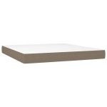 vidaXL Pat cu arcuri, saltea și LED, gri taupe, 160x200 cm, textil