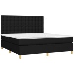 vidaXL Pat cu arcuri, saltea și LED, negru, 180x200 cm, textil