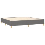 vidaXL Pat cu arcuri, saltea și LED, gri închis, 200x200 cm, textil