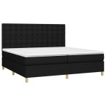 vidaXL Pat cu arcuri, saltea și LED, negru, 200x200 cm, textil