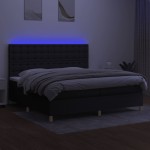 vidaXL Pat cu arcuri, saltea și LED, negru, 200x200 cm, textil