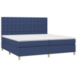 vidaXL Pat cu arcuri, saltea și LED, albastru, 200x200 cm, textil