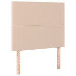 vidaXL Pat cu arcuri, cu saltea și LED cappuccino 90x190 cm, piele eco