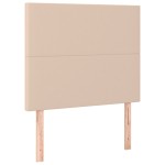 vidaXL Pat cu arcuri, cu saltea și LED, cappuccino 90x200 cm piele eco