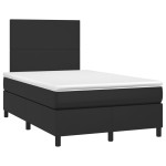 vidaXL Pat cu arcuri, saltea și LED, negru, 120x200cm, piele ecologică
