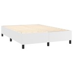 vidaXL Pat cu arcuri, saltea și LED, alb, 140x200 cm, piele eco