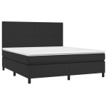 vidaXL Pat cu arcuri, saltea și LED, negru, 160x200cm, piele ecologică vidaXL Pat cu arcuri, saltea și LED, negru, 160x200cm, piele ecologică