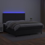 vidaXL Pat cu arcuri, saltea și LED, negru, 160x200cm, piele ecologică vidaXL Pat cu arcuri, saltea și LED, negru, 160x200cm, piele ecologică