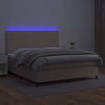 vidaXL Pat cu arcuri, cu saltea și LED cappuccino 180x200 cm piele eco