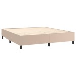 vidaXL Pat cu arcuri, cu saltea și LED cappuccino 180x200 cm piele eco