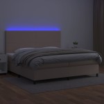 vidaXL Pat cu arcuri, cu saltea și LED cappuccino 200x200 cm piele eco vidaXL Pat cu arcuri, cu saltea și LED cappuccino 200x200 cm piele eco