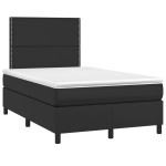 vidaXL Pat cu arcuri, saltea și LED, negru, 120x200cm, piele ecologică