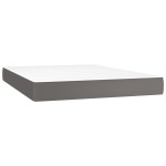 vidaXL Pat cu arcuri, saltea și LED, gri, 140x200 cm, piele eco