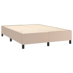 vidaXL Pat cu arcuri, saltea și LED, cappuccino, 140x200cm, piele eco