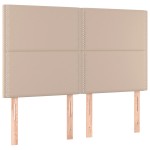 vidaXL Pat cu arcuri, saltea și LED, cappuccino, 140x200cm, piele eco