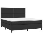 vidaXL Pat cu arcuri, saltea și LED, negru, 160x200cm, piele ecologică vidaXL Pat cu arcuri, saltea și LED, negru, 160x200cm, piele ecologică