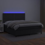vidaXL Pat cu arcuri, saltea și LED, negru, 180x200cm, piele ecologică vidaXL Pat cu arcuri, saltea și LED, negru, 180x200cm, piele ecologică