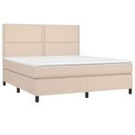 vidaXL Pat cu arcuri, cu saltea și LED cappuccino 180x200 cm piele eco vidaXL Pat cu arcuri, cu saltea și LED cappuccino 180x200 cm piele eco