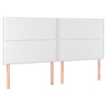 vidaXL Pat cu arcuri, saltea și LED, alb, 200x200 cm, piele ecologică