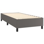 vidaXL Pat cu arcuri, saltea și LED, gri, 90x190 cm, piele ecologică