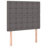 vidaXL Pat cu arcuri, cu saltea și LED, gri, 90x200 cm, piele eco