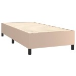 vidaXL Pat cu arcuri, saltea și LED, cappuccino, 90x200cm, piele eco
