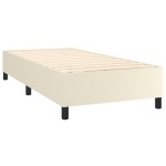 vidaXL Pat cu arcuri, saltea și LED, crem, 100x200 cm, piele ecologică